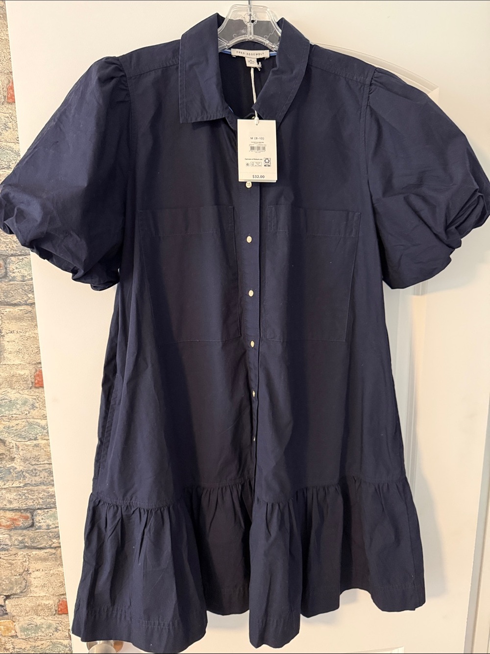 Button-Front Navy Mini Dress